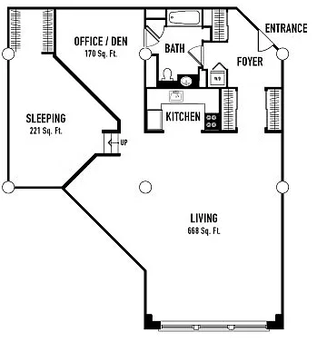 Floor plan 1 Bedroom with Den Platform