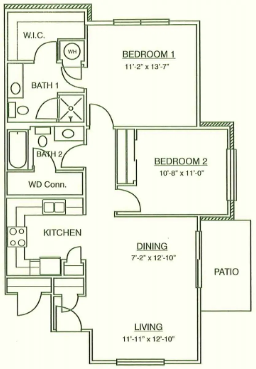 Floor plan 2X2 50% AMI