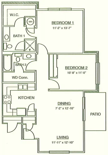 Floor plan 2X2 60% AMI