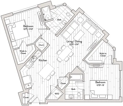Floor plan 2 Bed/2 Bath-C4