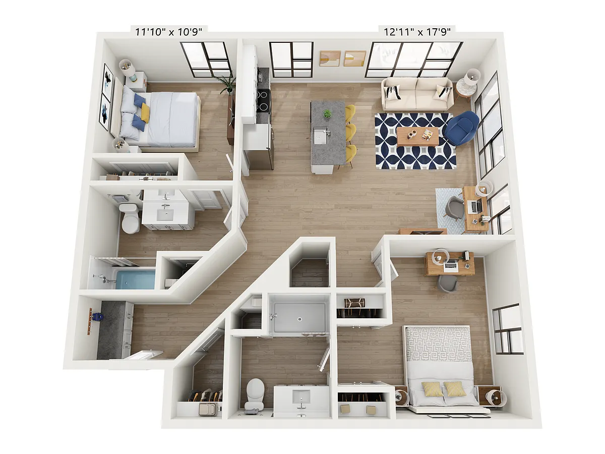 Floor plan Two Bedroom Corner