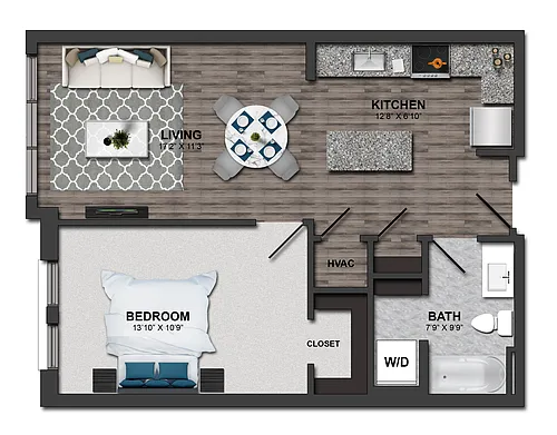 Floor plan 1 Bed/1 Bath 60%-1C (m254aa19)