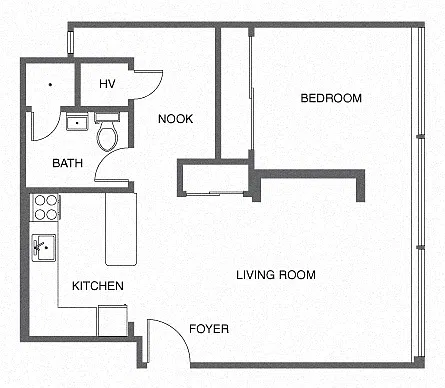 Floor plan Renovated Jr. 1 Bed, 1 Bath C