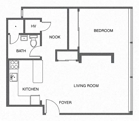Floor plan Renovated Jr. 1 Bed, 1 Bath C