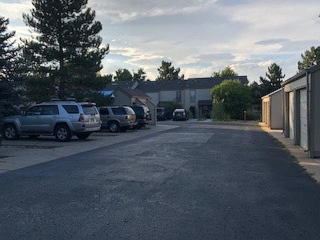 Parking lot and assigned parking space in cul de sac.
