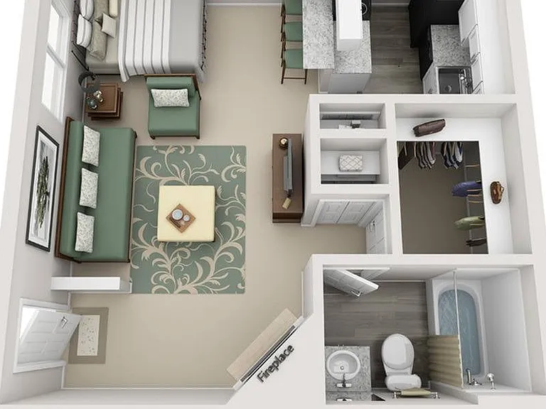 Studio | 1 Bath | 400 SF Studio | 1 Bath | 400 SF