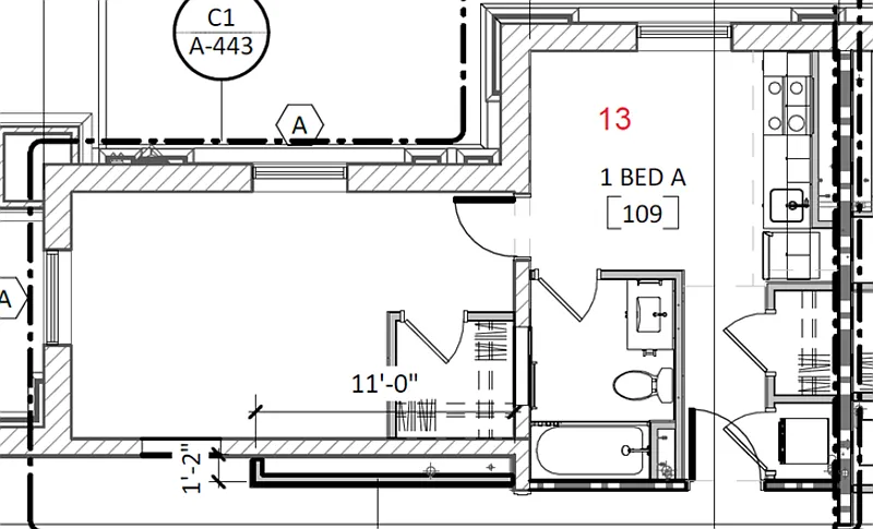 Floor plan 1 bedroom - Style B