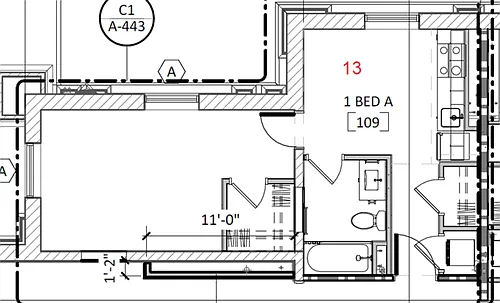 Floor plan 1 bedroom - Style B
