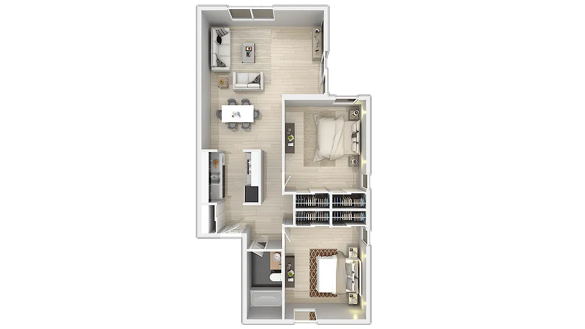 Floor plan 2 Bedroom & 1 Bath
