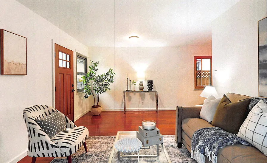 Living room. Furniture not included. - 1058 Montgomery Ave