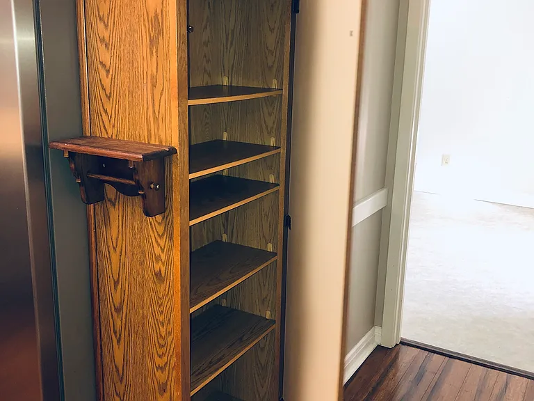 Extra storage in kitchen area.
