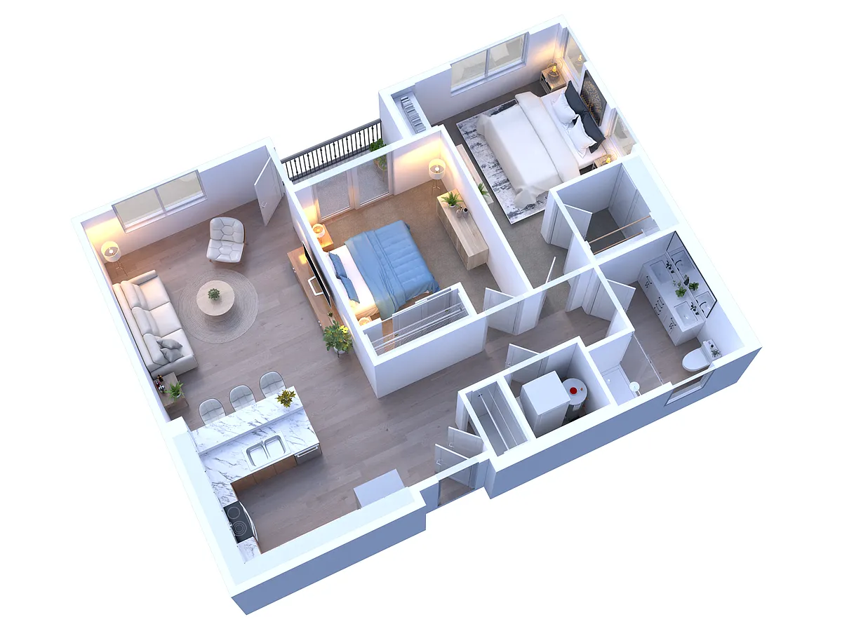 Floor plan 2 Bedroom 1 Bath 868 sqft