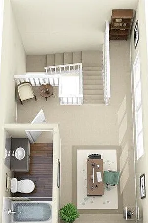 1BR / 2BA floor plan Silver Oak Apartments