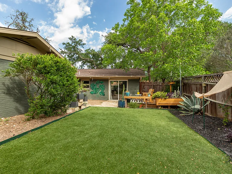 Artificial turf in most of yard