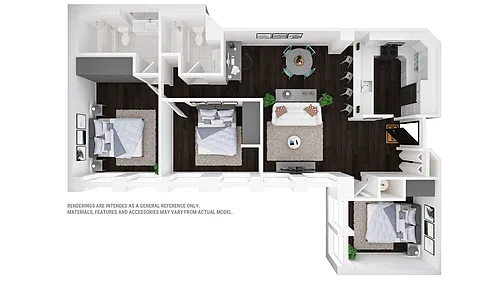Floor plan 3 BD 2 BA - K