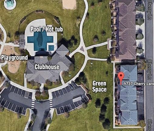 Aerial view and community amenities