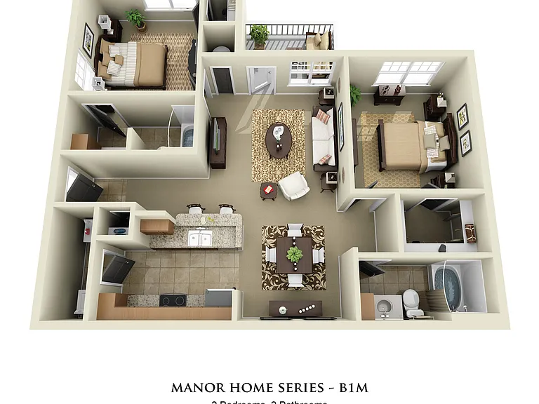 2 Bedroom 2 Bath floor plan Headwaters at Autumn Hall