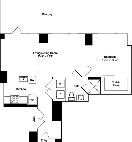 Floor plan 1 Bedroom J