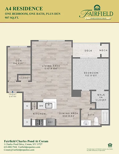 Floor plan A4D Residence 1BR Plus Den - Austin