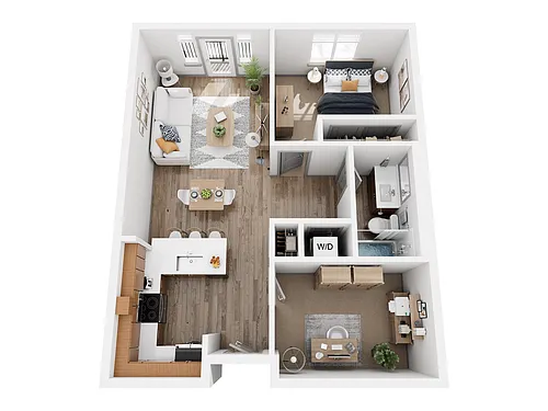 Floor plan One Bedroom with Den 2 - Renovated