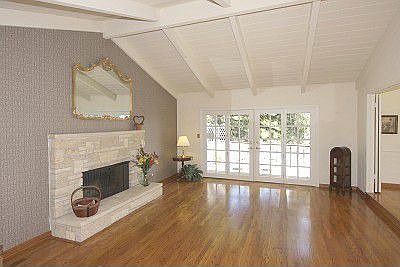 Living room with cathedral ceiling