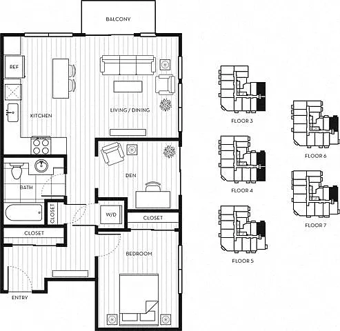 Floor plan 1x1+D B