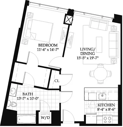 Floor plan Asteria One Bedroom (5)