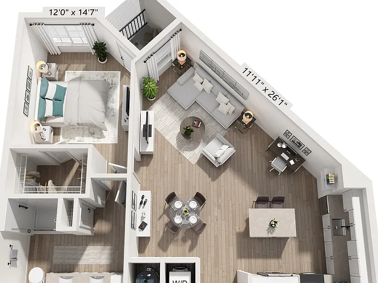 One Bedroom One Bath (888 SF) One Bedroom One Bath (888 SF)