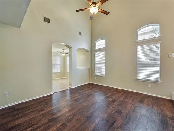 Spacious living room with vaulted ceilings