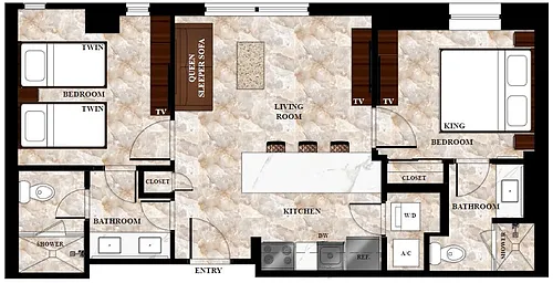 Floor plan Deluxe 2 Bedroom
