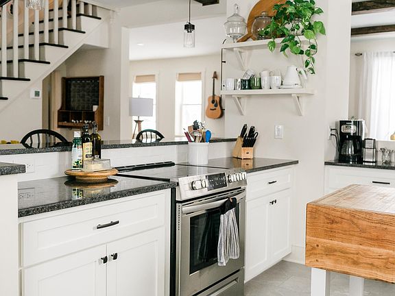 Kitchen, open to dining and living space.