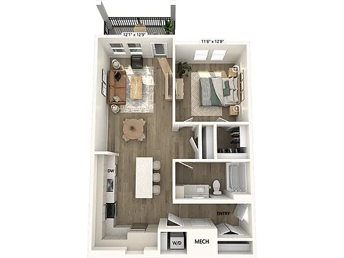 Floor plan AF2-857sf-DCII
