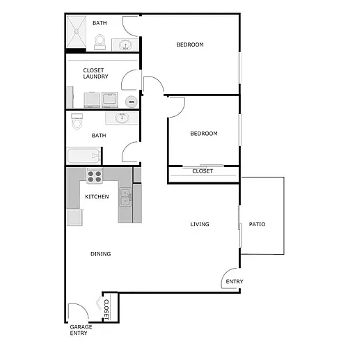 Floor plan 2 Bedrooms 2 Bathrooms Lower