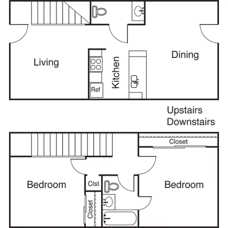 Floor plan 2 Bed 1.5 Bath