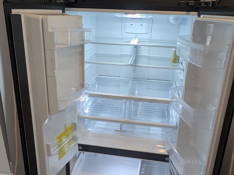 Interior view of fridge and freezer