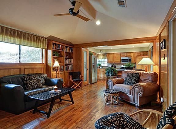 Inviting Great Room w Built-ins & Vaulted Ceiling is Open to the Kitchen!