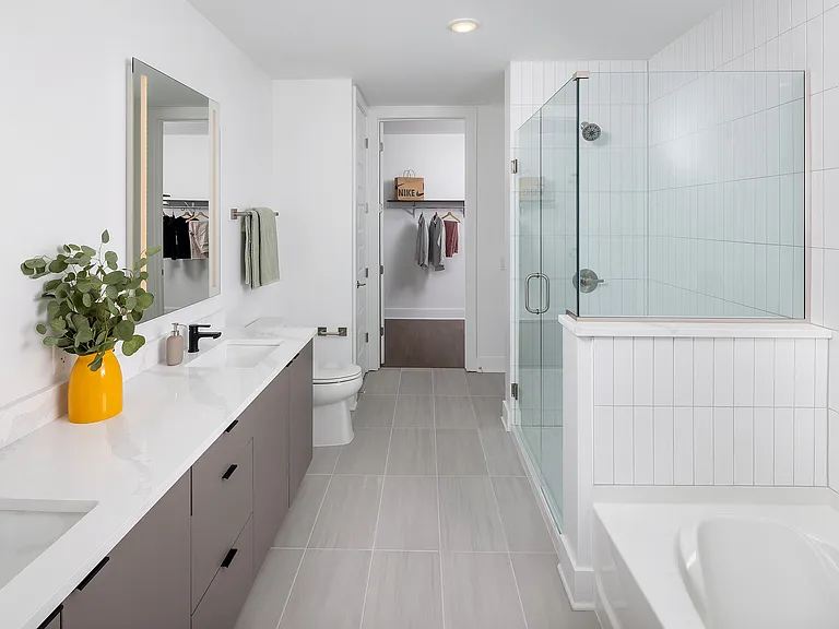 Large bathrooms with walk-in closets