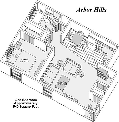 1 Bdrm Floor Plan