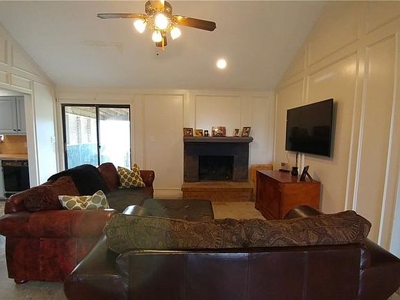 Family room with wood burning fireplace!