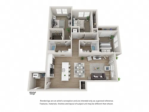 Floor plan Phase One - 3 Bedroom, 2 Bathroom with Garage