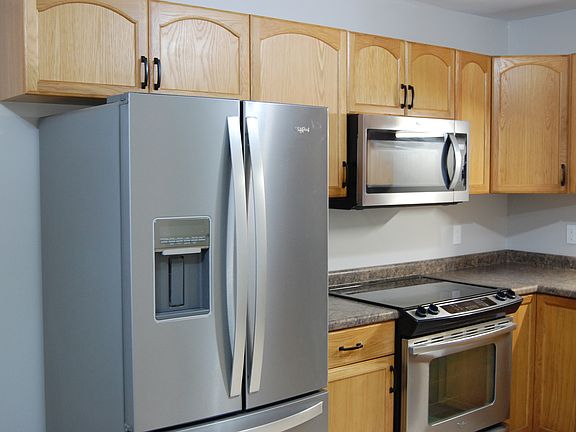 Our modern kitchen with brushed, stainless appliances.