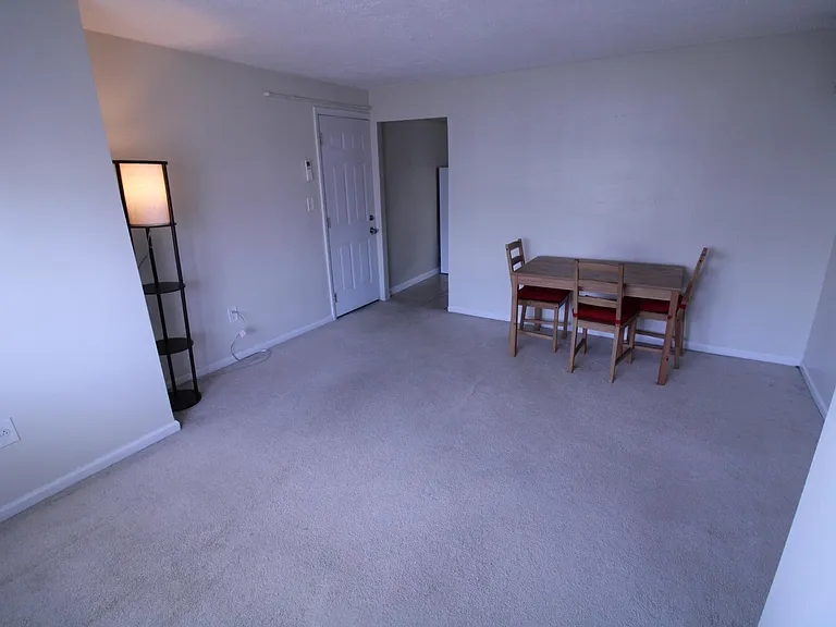 Living room view towards the main entrance and Kitchen