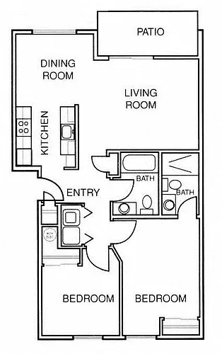 Floor plan 2 Bedroom, 2 Bath Standard
