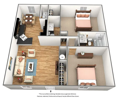Floor plan 2 Bed 2 Bath - B2