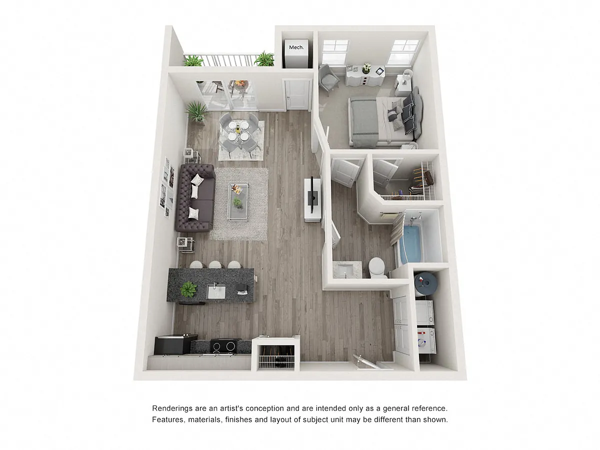 Floor plan 1 Bedroom A