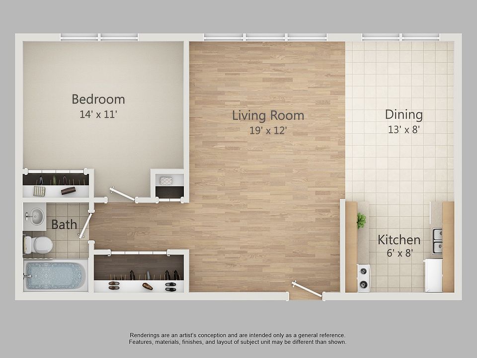 1 BR Floor Plan