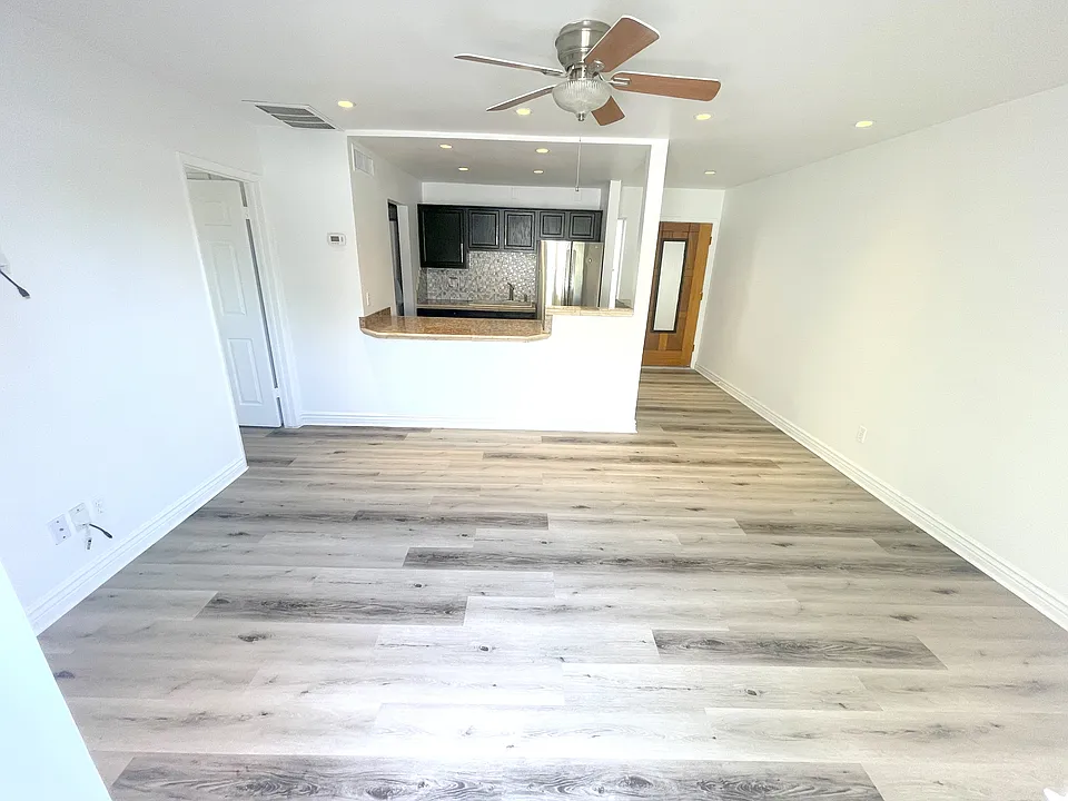 Living room open to the kitchen