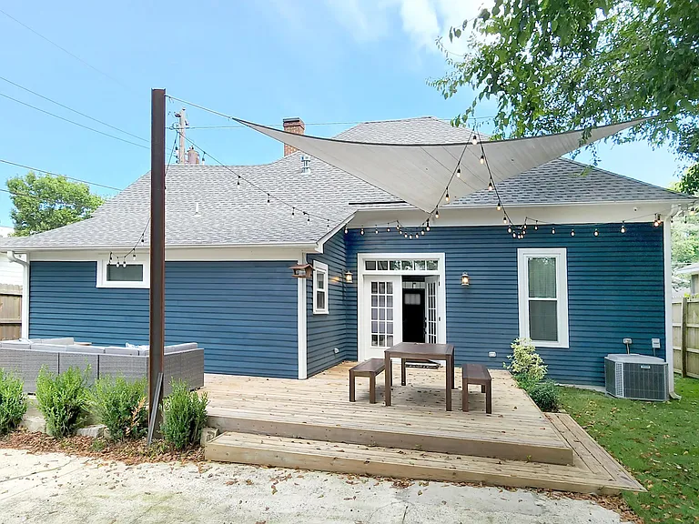 Large private fenced in backyard and patio