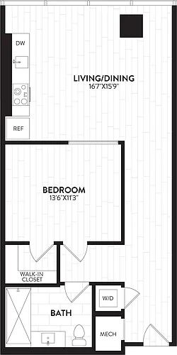 Floor plan 1 Bed-1Bath-1N Alchemy