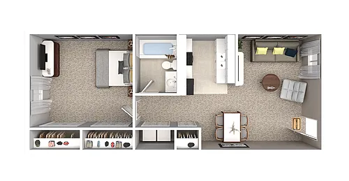 Floor plan 1 Bedroom 1 Bath 624